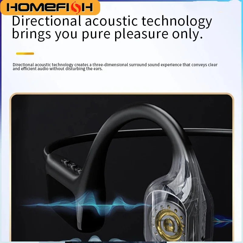 IPX8 Waterproof Bone Conduction Headphones, Open Ear Bluetooth Sport Headphones with 32GB MP3, 72H Battery Life