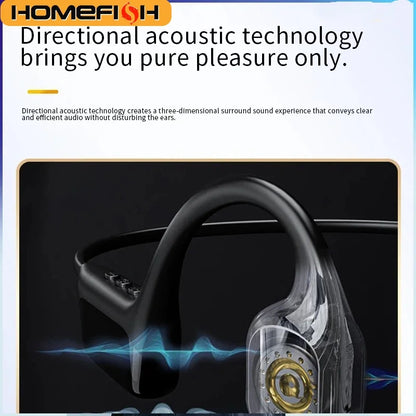IPX8 Waterproof Bone Conduction Headphones, Open Ear Bluetooth Sport Headphones with 32GB MP3, 72H Battery Life