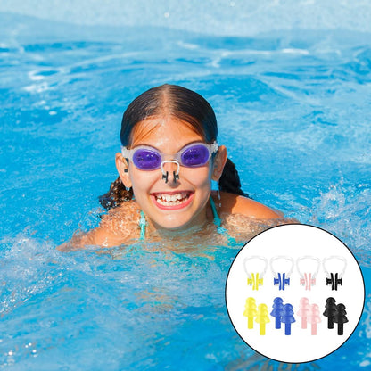 Swimming Nose Plug & Ear Plugs, 4Set Soft Professional Ear Plugs and Nose Clips for Swimming, Sleeping (4 Colors)