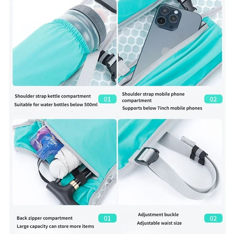 Running Water Bottle Storage Vest Lightweight Running Vest Reflective Hydration Water Chest Pack with Phone Holder Cycling Vest