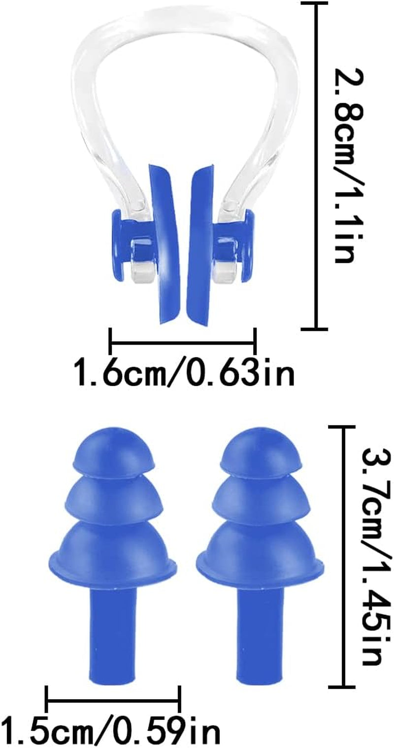 Swimming Nose Plug & Ear Plugs, 4Set Soft Professional Ear Plugs and Nose Clips for Swimming, Sleeping (4 Colors)