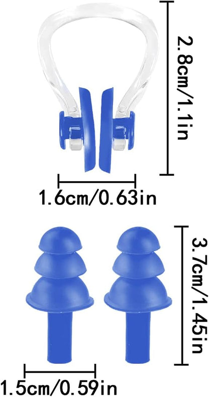 Swimming Nose Plug & Ear Plugs, 4Set Soft Professional Ear Plugs and Nose Clips for Swimming, Sleeping (4 Colors)