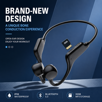 Waterproof Bone Conduction Headphones — 32GB MP3, 72H Battery