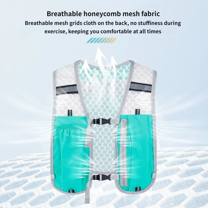 Running Water Bottle Storage Vest Lightweight Running Vest Reflective Hydration Water Chest Pack with Phone Holder Cycling Vest