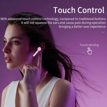 J18 TWS Wireless Earbuds, 5.3 Bluetooth Headphones Long Playtime, Noise Cancelling Voice Call, for Gaming, Business & Sports