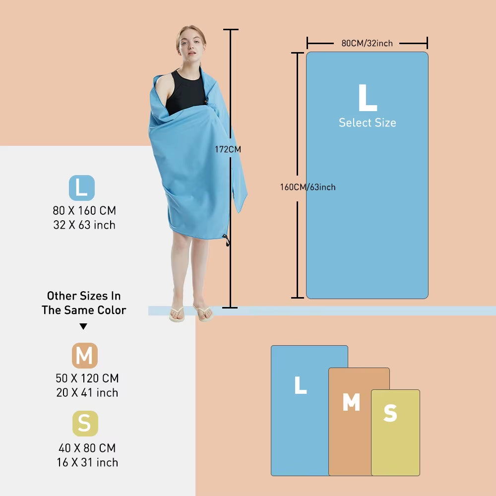 Microfiber Towel Quick Dry Towel Travel Towel Sports Towel Beach Towel Sandproof Soft Light Towel for Swim, Yoga, Gym